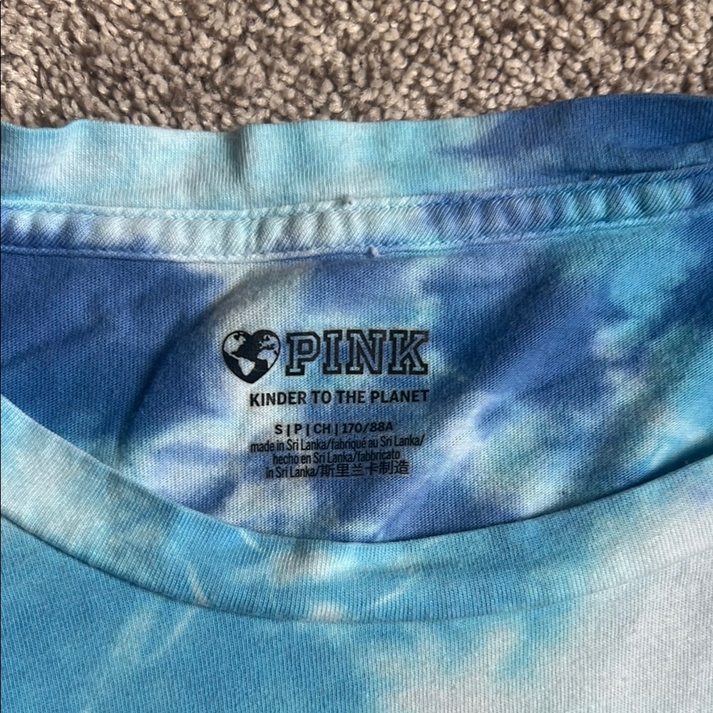 Victoria’s Secret PINK Campus Pink and Blue Tie-Dye T-Shirts - S - Picture 3 of 7